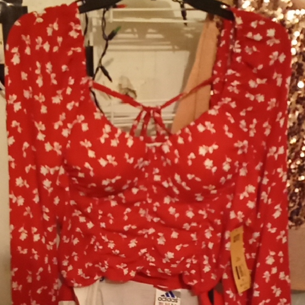 Floral Red Women's Top